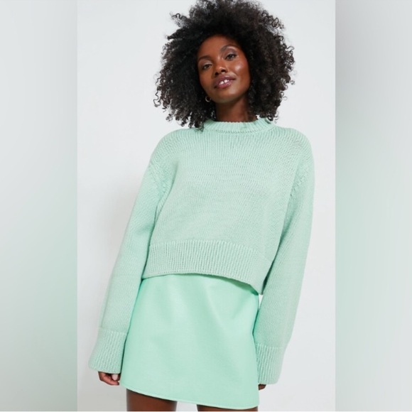 New Tuckernuck Women's XS Aiden Cropped Pullover Sweater Mint Chip